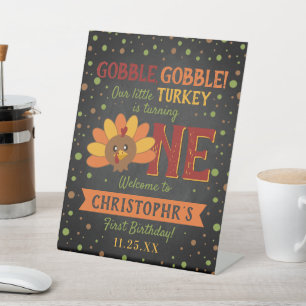 Signe De Table Little Turkey Fall Thanksgiving 1er anniversaire