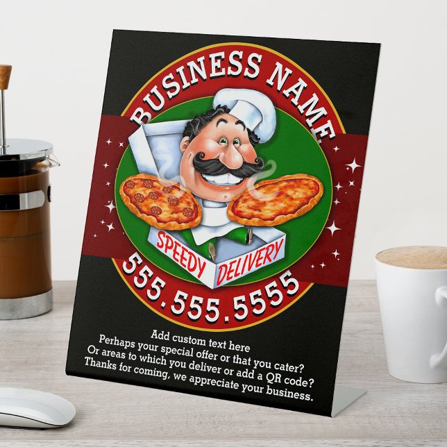 Signe De Table Livraison de pizza Pizzeria Business Personnalisab (Créateur téléchargé)