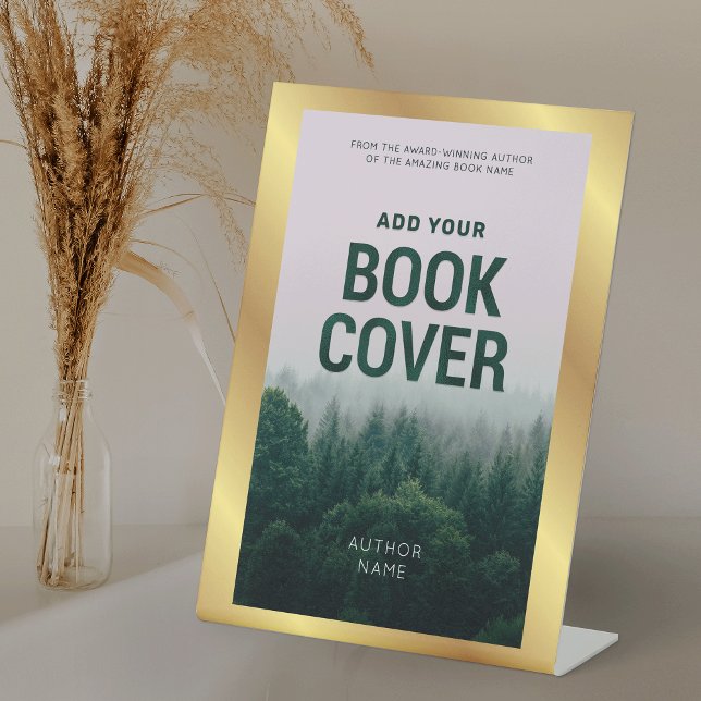 Signe De Table Livre Couverture Gold Frame Auteur Livre Signer Pe (Custom Book Cover Pedestal Sign With Faux Gold Border)