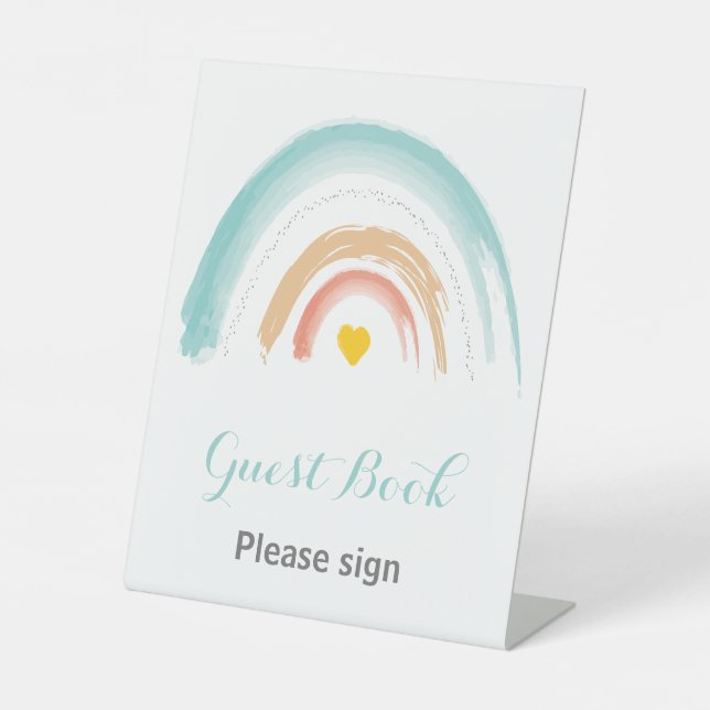 Signe De Table Livre d'hôtes Pastel Little Rainbow Birthday Party (Recto)