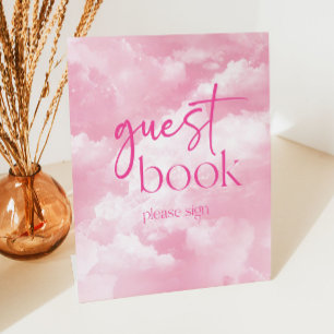 Signe De Table Livre d'hôtes Pink Sparkly Clouds