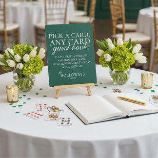 Signe De Table Livre d'invité de la carte de jeu moderne Elegant 