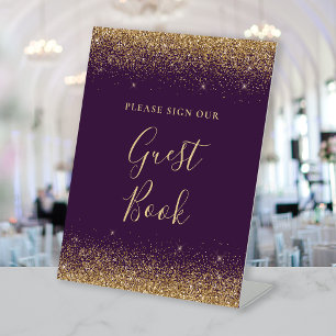 Signe De Table Livre d'invité de la Marine Purple Parties scintil