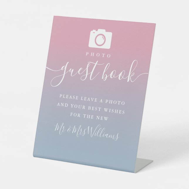 Signe De Table Livre D'Invité De Photos Pink And Dusty Blue Ombre (Recto)
