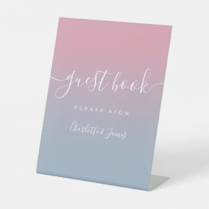 Signe De Table Livre D'Invité De Script Pink And Dusty Blue Ombre