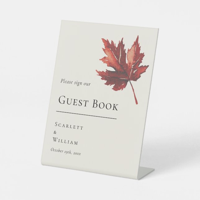 Signe De Table Livre d'invité du Mariage de la crème d'automne mi (Recto)