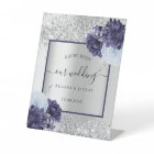 Livre d'invité mariage argent bleu marine florales