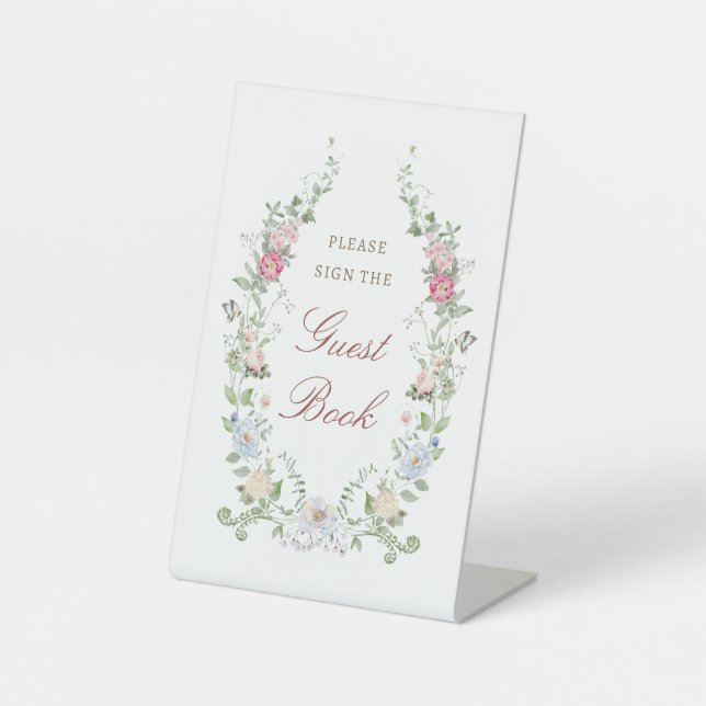 Signe De Table Livre d'invités Floral Frame (Recto)