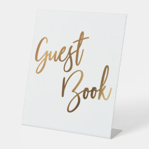Signe De Table Livre d'or à typographie simple en faux or