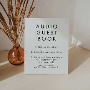 Signe De Table Livre d'or audio simple et élégant pour mariage