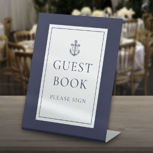 Signe De Table Livre d'or bleu marine d'ancre nautique