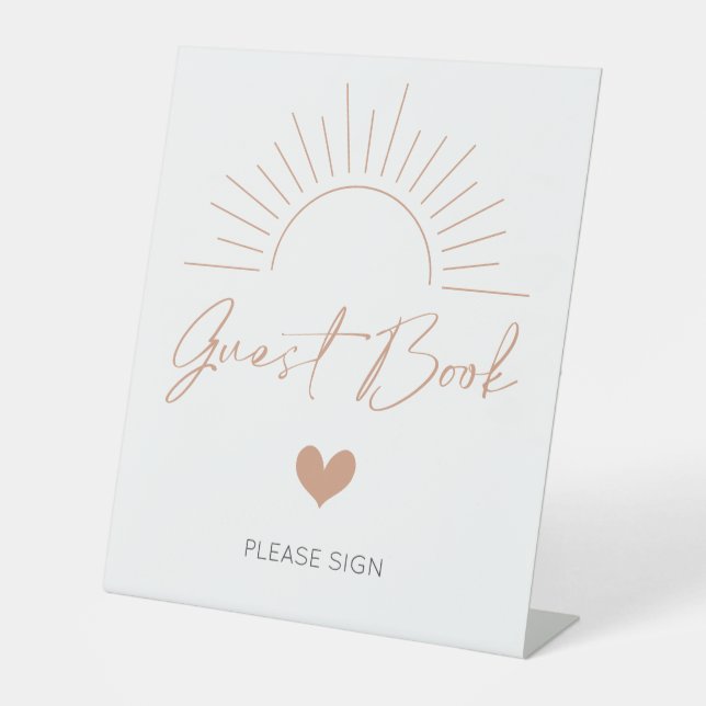 Signe De Table Livre d'or de Baby Shower Boho Sun (Recto)
