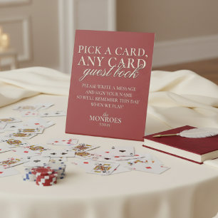 Signe De Table Livre d'or de cartes à jouer rouges et vertes de l