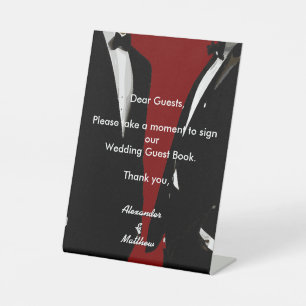 Signe De Table Livre d'or de mariage arc-en-ciel pour hommes gays