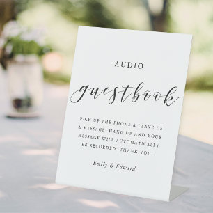 Signe De Table Livre d'or de mariage au téléphone avec calligraph