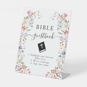 Signe De Table Livre d'or de mariage aux fleurs sauvages colorées