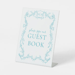 Signe De Table Livre d'or de mariage botanique turquoise