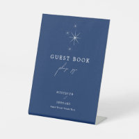 Livre d'or de mariage élégant céleste bleu marine