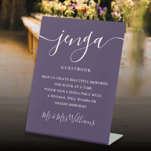 Signe De Table Livre d'or de mariage Jenga écriture élégante Viol