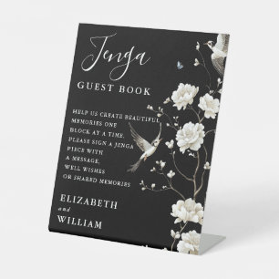Signe De Table Livre d'or de mariage Jenga en chinoiserie noir et