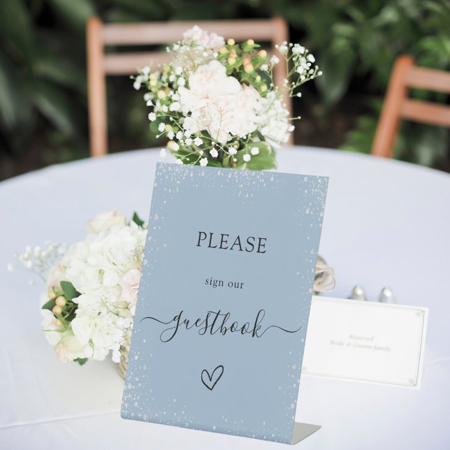 Signe De Table Livre d'or du mariage bleu Dusty (Créateur téléchargé)
