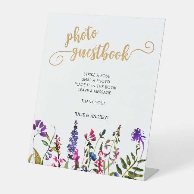 Signe De Table Livre d'or Elegant Fleur sauvage Photo (Recto)