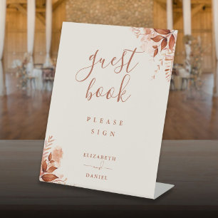 Signe De Table Livre d'or floral rustique d'automne