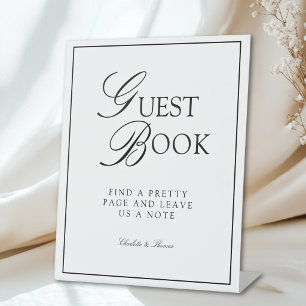 Signe De Table LIVRE D'OR Mariage Élégant Royal Blanc
