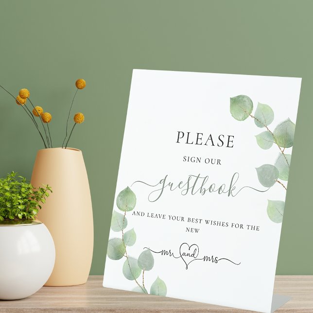 Signe De Table Livre d'or mariage Eucalyptus (Créateur téléchargé)