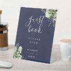 Livre d'or Marine Blue Elegant Floral Greenery