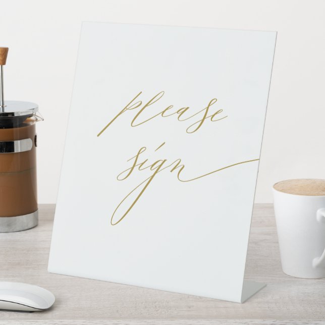 Signe De Table Livre d'or moderne Simple White Script Mariage (In SItu)