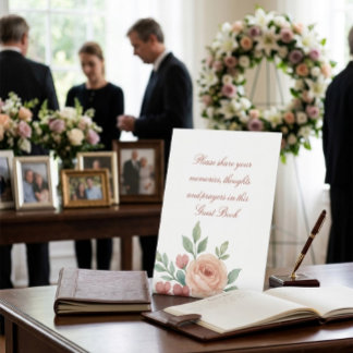 Signe De Table Livre d'or personnalisé aquarelle florale rose pou
