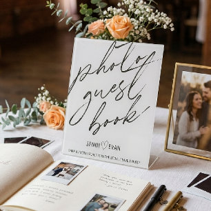 Signe De Table Livre d'or photo de mariage avec calligraphie mode
