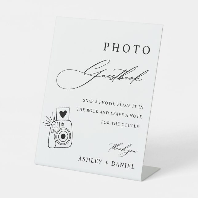 Signe De Table Livre d'or photo minimaliste Mariage (Recto)