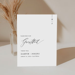 Signe De Table Livre d'or Simple Elegant Script Calligraphy
