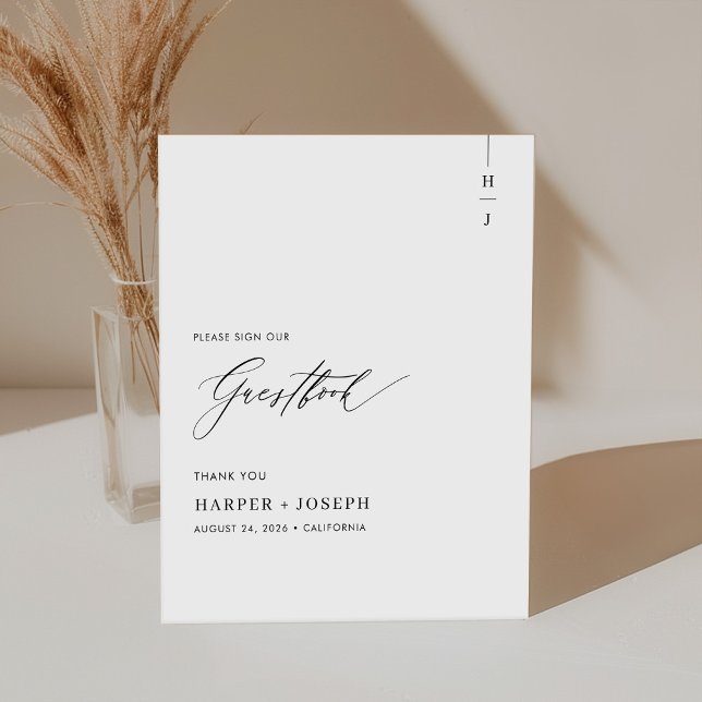 Signe De Table Livre d'or Simple Elegant Script Calligraphy (Créateur téléchargé)