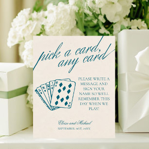 Signe De Table Livre d'or Teal Blue Choisissez une carte, n'impor