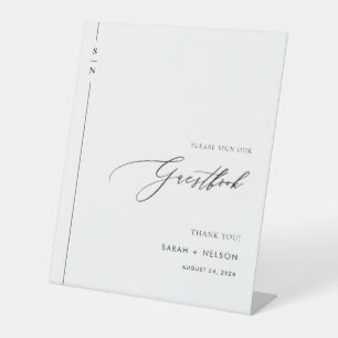 Signe De Table Livre minimaliste de Mariage noir et blanc