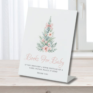 Signe De Table Livres De Fille De Noël Rose Pour Le Baby shower