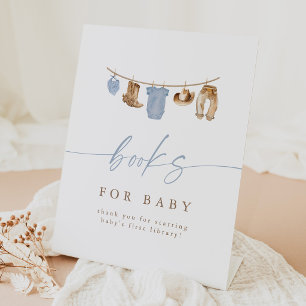 Signe De Table Livres de la corde à linge Cowboy Bleu pour Bébé