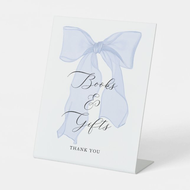 Signe De Table Livres et cadeaux de Baby shower Blue Bow (Recto)