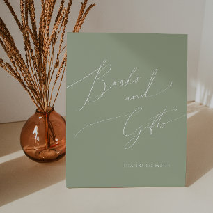 Signe De Table Livres et Cadeaux de Baby Shower Vert Sauge Fantai