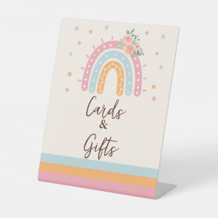 Signe De Table Livres et cadeaux Rainbow Baby shower rose Pedesta