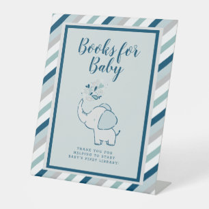 Signe De Table Livres Navy & Mint pour Baby Elephant Baby shower