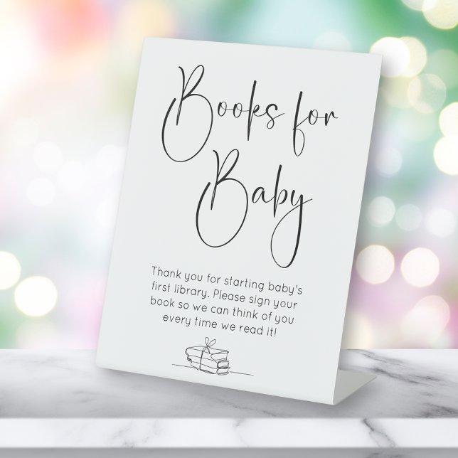 Signe De Table Livres Pour Baby Modern Script Baby shower (Créateur téléchargé)