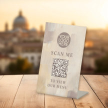 Logo Abstrait peint et menu sans contact de code Q