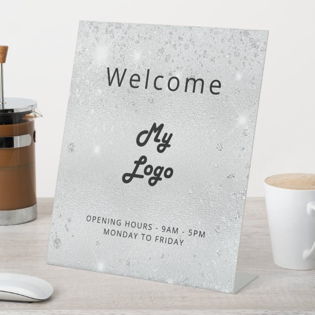 Signe De Table Logo argent parties scintillant bienvenue (In SItu)