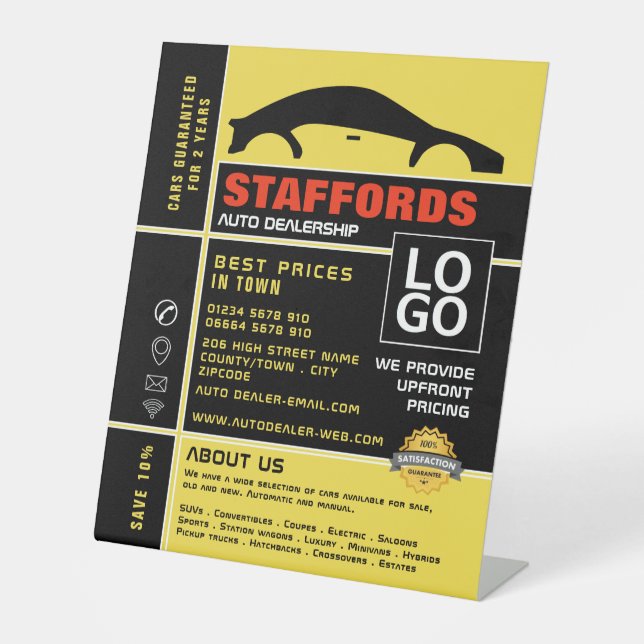 Signe De Table Logo automobile, concessionnaire automobile public (Recto)