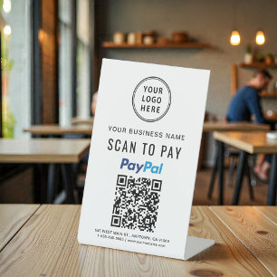Signe De Table Logo Code QR PayPal à scanner pour payer