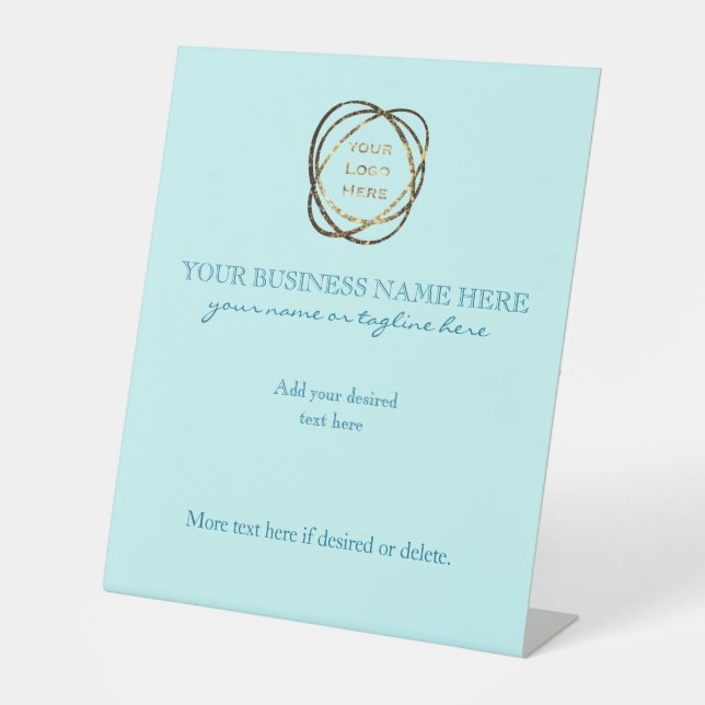 Signe De Table Logo d'affaires personnalisé Aqua simple et élégan (Recto)